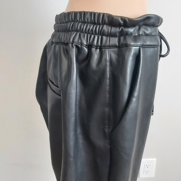 π€Kaffe Kavilla black pleather pants faux leather drawstring waistπ€ - Picture 8 of 16